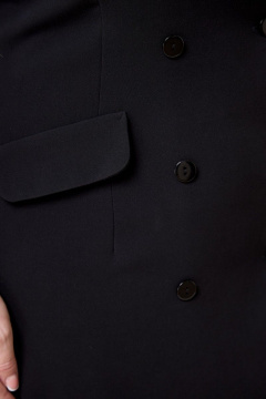 Черное классическое платье с лацканами и карманами Anelli 333 лакричный - фото 3