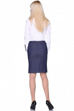 Юбка джинсовая полуприлегающая с карманами и разрезом Golden Valley 5013 синий - фото 2