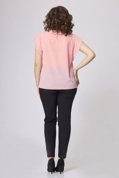 Блуза прямого силуэта с круглой горловиной и разрезами для летнего образа Zlata 4398 розовый - фото 3