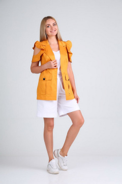 Жилет, топ и шорты из хлопка с карманами Gamma Gracia 378 белый-оранжевый - фото 2