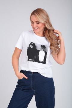 Брюки и майка с печатью из вискозы и джинса Gamma Gracia 448 белый-темно-синий - фото 3