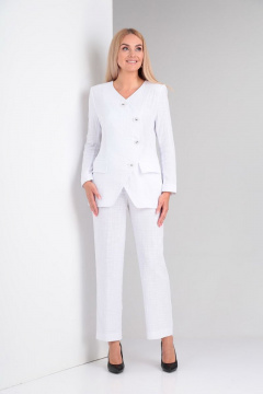 Костюм белый 2-ка из хлопка с полуприлегающим жакетом Gamma Gracia 451 белый - фото 1
