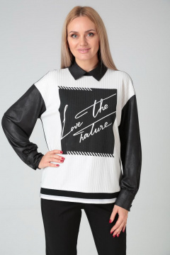 Блуза и брюки из вискозы и трикотажа со швами Gamma Gracia 535 черный-белый - фото 4