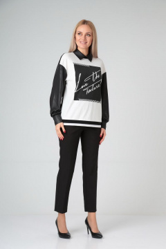 Блуза и брюки из вискозы и трикотажа со швами Gamma Gracia 535 черный-белый - фото 3