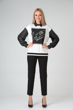 Блуза и брюки из вискозы и трикотажа со швами Gamma Gracia 535 черный-белый - фото 2