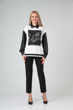 Блуза и брюки из вискозы и трикотажа со швами Gamma Gracia 535 черный-белый - фото 1