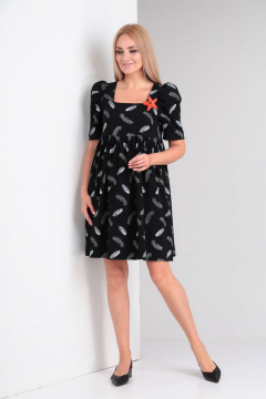 Платье Gamma Gracia 576 черный-белые-перья - фото 1