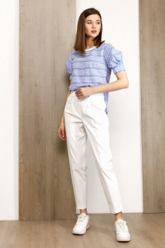 Блуза голубого цвета из текстиля с современным принтом Condra 16176 голубой-белый - фото 3