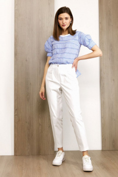 Блуза голубого цвета из текстиля с современным принтом Condra 16176 голубой-белый - фото 2