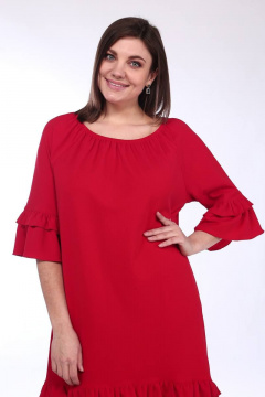 Платье летнее с воланами и резинкой на горловине Lady Style Classic 1294/2 красные_тона - фото 3