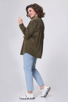 Блуза свободного силуэта с накладным карманом для повседневной носки Zlata 4415 хаки - фото 3