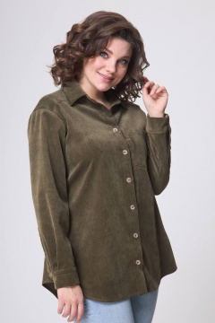 Блуза свободного силуэта с накладным карманом для повседневной носки Zlata 4415 хаки - фото 1