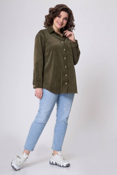 Блуза свободного силуэта с накладным карманом для повседневной носки Zlata 4415 хаки - фото 2