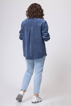 Блуза свободного силуэта с накладным карманом для повседневной носки Zlata 4415 голубика - фото 3