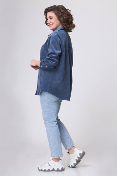 Блуза свободного силуэта с накладным карманом для повседневной носки Zlata 4415 голубика - фото 2