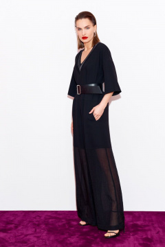 Черный нарядный комбинезон из текстиля без пояса BURVIN 8373-41 - фото 1