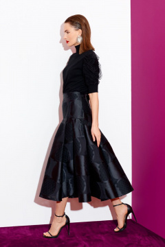 Юбка нарядная из текстиля, черная, демисезонная BURVIN 8400-21 - фото 2