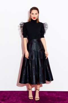 Юбка нарядная из текстиля, черная, демисезонная BURVIN 8400-21 - фото 1