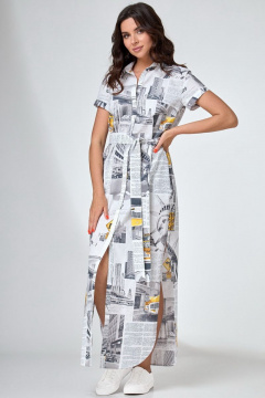 Платье прямого силуэта с карманами и съемным поясом Angelina & Сo 732 - фото 1