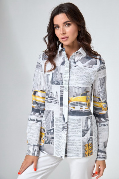 Блуза из хлопка с принтом и стандартным длиной рукава Angelina & Сo 733 - фото 1