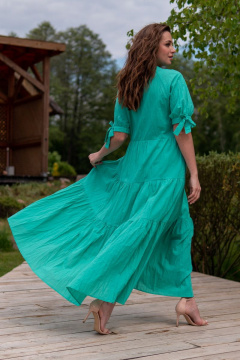 Платье трапеция с карманами и короткими рукавами Andina 806 мята - фото 3