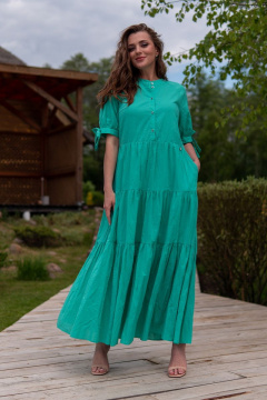 Платье трапеция с карманами и короткими рукавами Andina 806 мята - фото 4