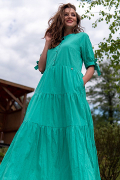 Платье трапеция с карманами и короткими рукавами Andina 806 мята - фото 2