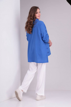 Форменная рубашка из хлопка с застежкой на пуговицы и длинным рукавом Rishelie 899-1 василек - фото 4