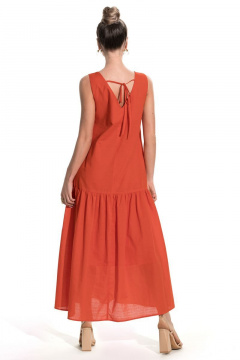 Платье летнее из хлопка с кружевом и защитами по горловине Golden Valley 4821 красный - фото 3