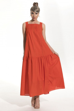 Платье летнее из хлопка с кружевом и защитами по горловине Golden Valley 4821 красный - фото 1