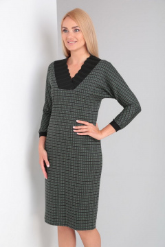 Платье Gamma Gracia 414 серо-зеленый-черная-клетка - фото 2