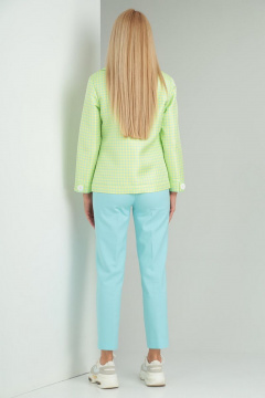 Брюки и жакет комплект из вискозы на каждый день Gamma Gracia 447 бирюза-желтый-салатовая-молния - фото 5