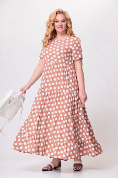 Платье макси из вискозы с вытачками и карманами Swallow 577 нежный_персик - фото 3