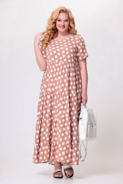 Платье макси из вискозы с вытачками и карманами Swallow 577 нежный_персик - фото 2