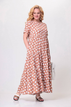 Платье макси из вискозы с вытачками и карманами Swallow 577 нежный_персик - фото 5