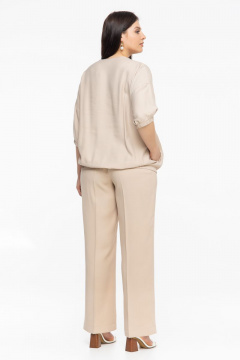 Бежевый костюм двойка из вискозы и текстиля для повседневной Avila 0900 бежевый - фото 4