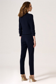 Летний синий комплект из жакета и брюк с рельефами Панда 50420z темно-синий - фото 2