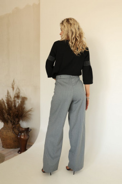 Брюки из экокожи классического кроя с высокой посадкой AMORI 6362 черный - фото 2