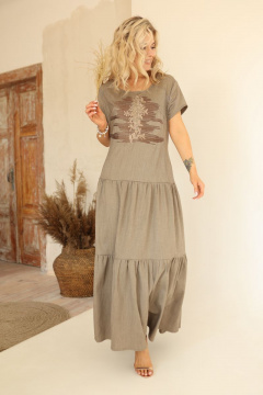 Длинное летнее платье с вышивкой и молнией по спинке AMORI 9573 - фото 1