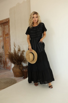 Платье летнее из черного ришелье с карманами AMORI 9577 черный - фото 2