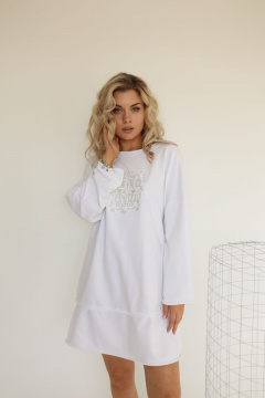 Белое летнее хлопковое платье с вышивкой и пуговицами AMORI 9585 белый - фото 1