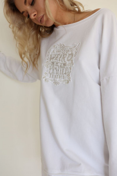 Белое летнее хлопковое платье с вышивкой и пуговицами AMORI 9585 белый - фото 4