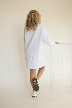 Белое летнее хлопковое платье с вышивкой и пуговицами AMORI 9585 белый - фото 5