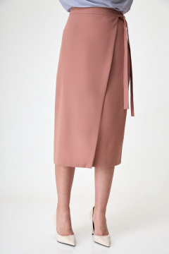 Юбка из костюмной ткани с запахом и треугольным вырезом Anelli 917 капучино - фото 2