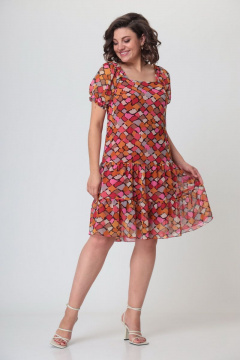 Платье из шифона с воланами, карманами и каре-вырезом Орхидея 1181 - фото 2