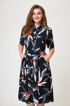 Летнее хлопковое платье из текстиля, 109 см, черное DaLi 5348 черный - фото 3