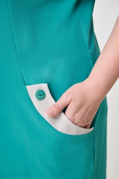 Платье полуприлегающего силуэта из вельвета с пуговицами Anelli 526 насыщенная_бирюза - фото 3