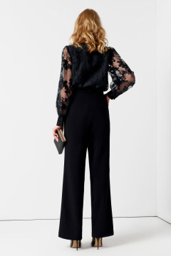Черные широкие свободные брюки из поливискозы на лето Панда 48560w черный - фото 2