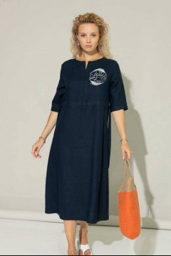 Летнее синее платье из льна и текстиля для повседневных дней Femme & Devur 80013 1.36F(170) - фото 1