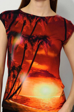 Летний джемпер из вискозы и трикотажа с принтом Femme & Devur 5948 6.32F(170) - фото 4